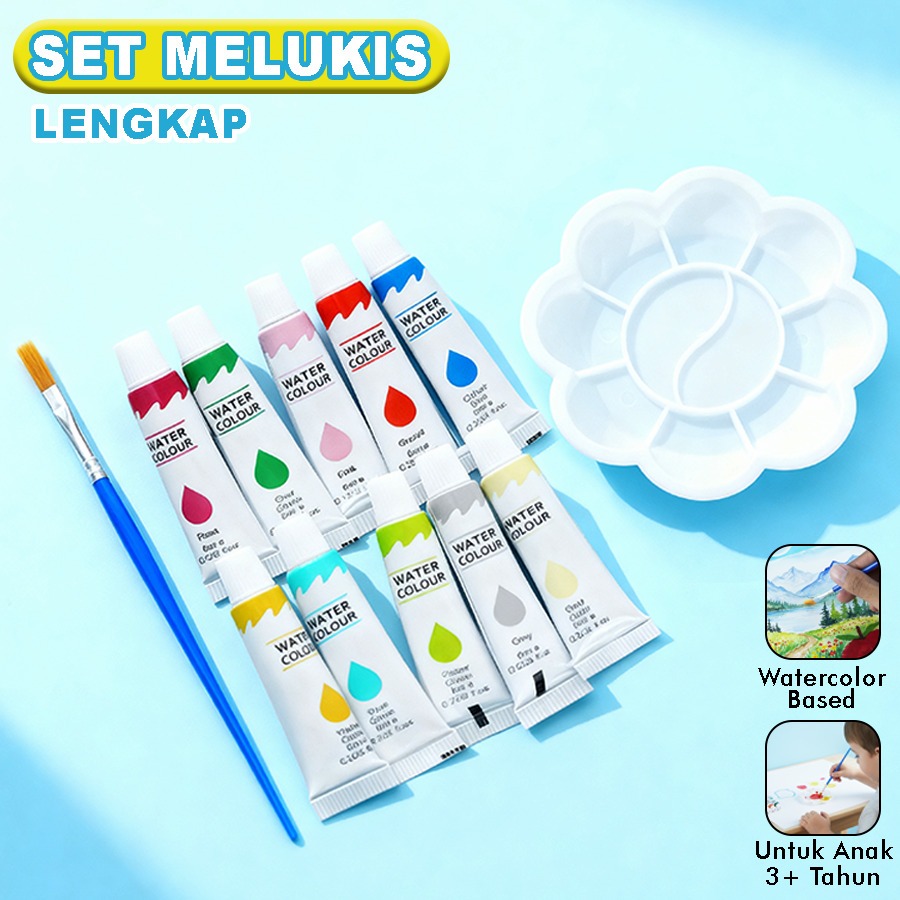 Set Melukis Cat Air Dan Kuas Edukatif Multifungsi Cat Air Pigmen Aman Untuk Anak YL-031302