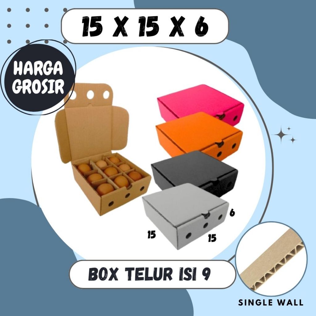 Kardus 15x15x6 LD Box 15x15x6 LD Dus Telur Isi 9 15x15x6 LD Packing Tray Endog Asin Kardus Balap