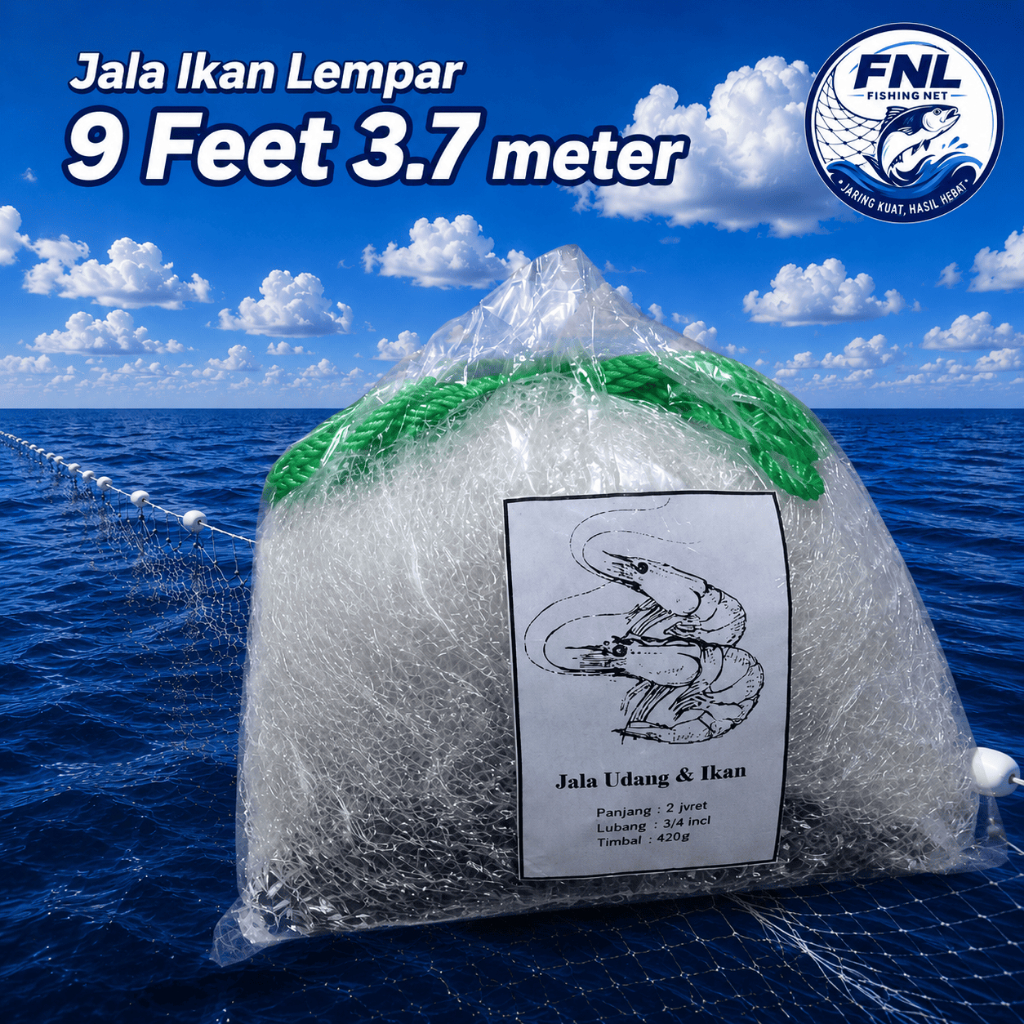 Jala Ikan Lempar 9 Feet 2.7 Meter / Bahan Senar Lubang Kecil