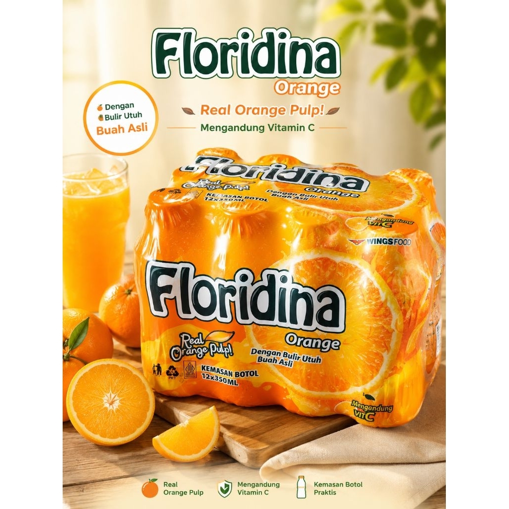 Floridina Orange 350ml | Harga grosir | 1 krat isi 12 botol