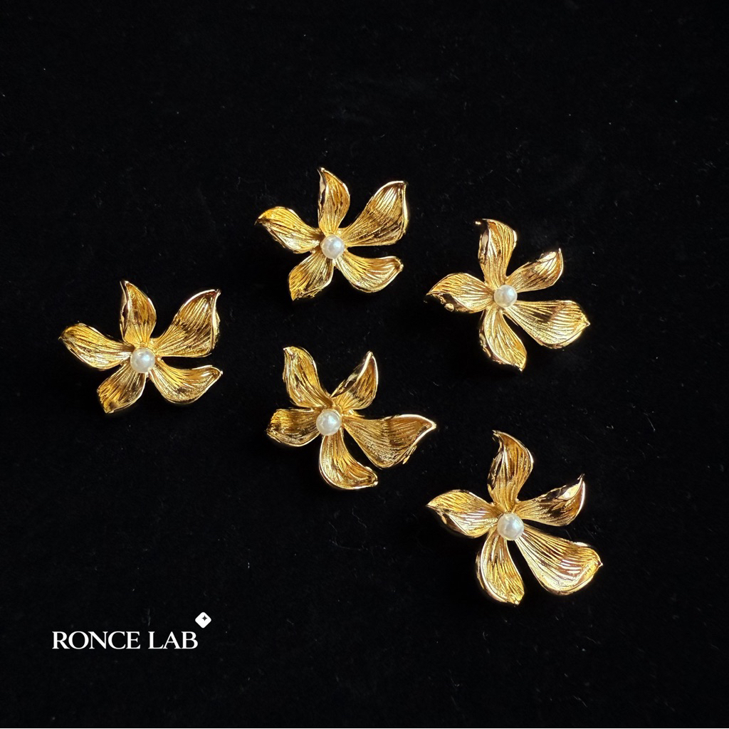 Gold Flower Button Kancing Hias Blazer Kemeja Knitwear Gamis Mewah Unik Premium Fancy Button Alloy