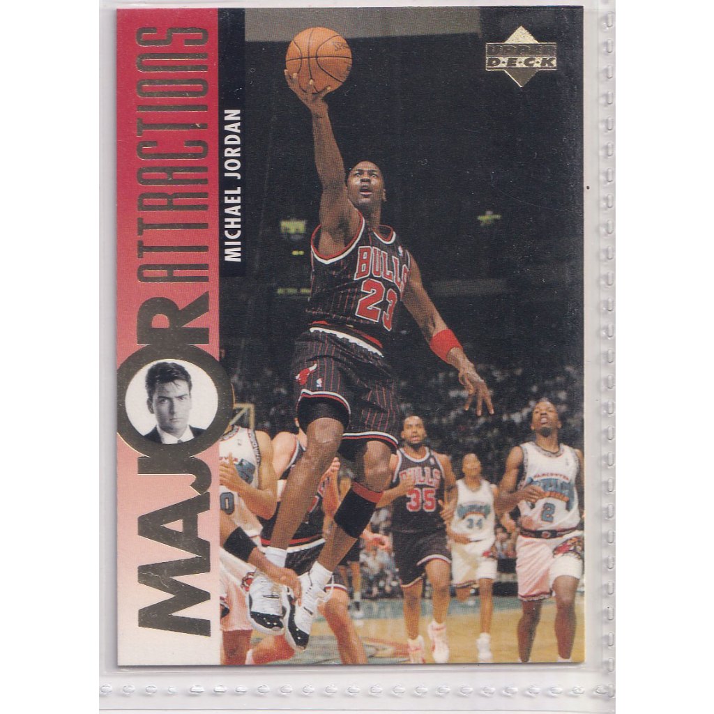 1995-96 Upper Deck #339 Major Attractions Michael Jordan, Charlie Sheen