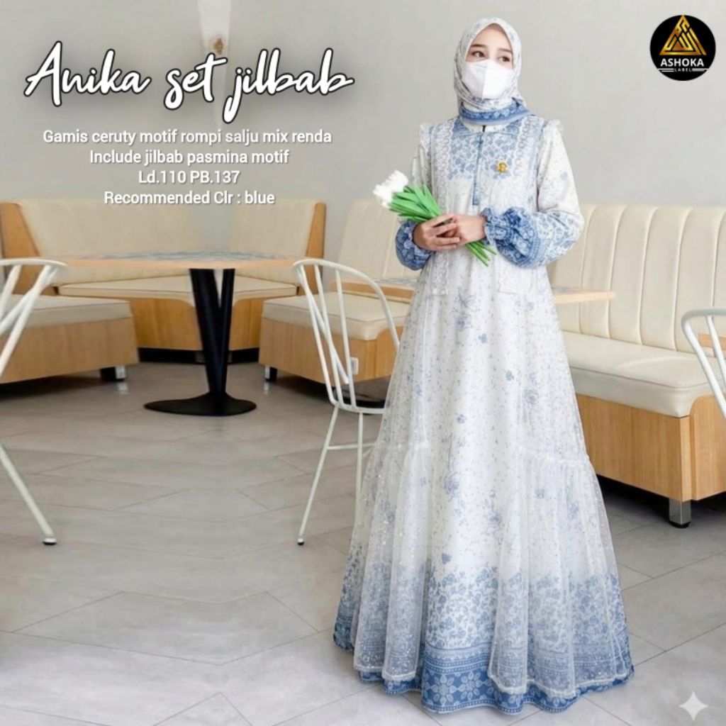 setelan gamis + jilbab ANIKA SET JILBAB Ashoka