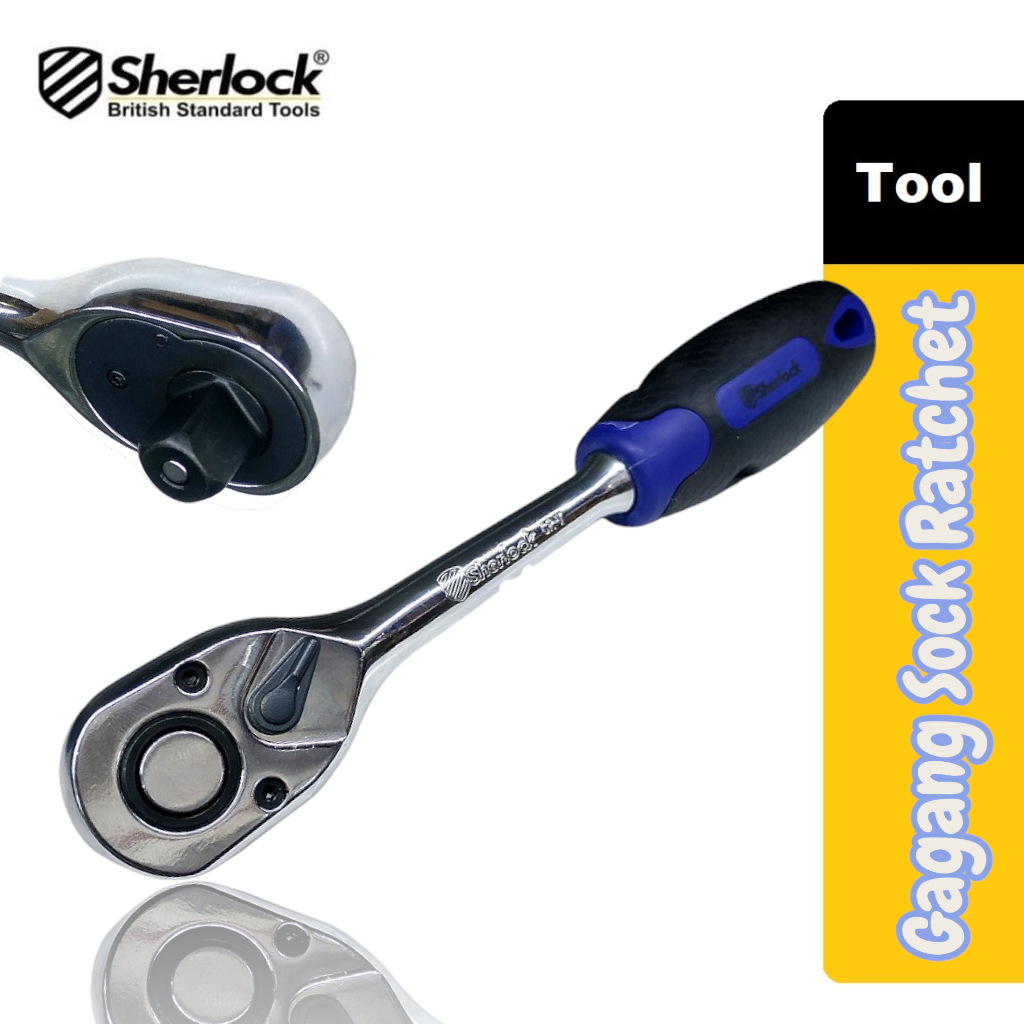 Sherlock Gagang Kunci Sok / Sock / Shock Ratchet Drive 1/2" panjang 25cm Gagang Karet