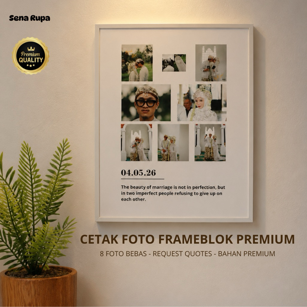 Frame Foto Custom Aesthetic Pajangan Dinding Kado Wisuda Couple Keluarga 20X25cm / 8 foto edit (anti