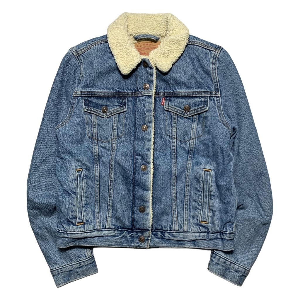 vintage trucker denim jacket Sherpa size S