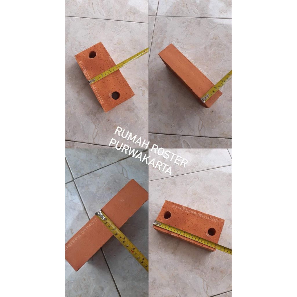 Bata ekspos merah pres / Bata Lubang 2 /Bata merah ukuran 20x10x5cm/Sirkulasi udara.