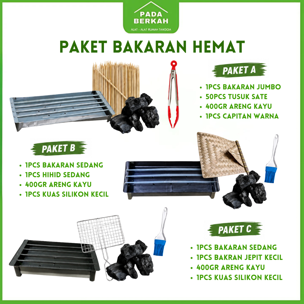 Paket Hemat Alat Bakaran BBQ Komplit Idul Adha & Tahun Baru – Panggangan Jepit Bakaran Kotak Sedang 