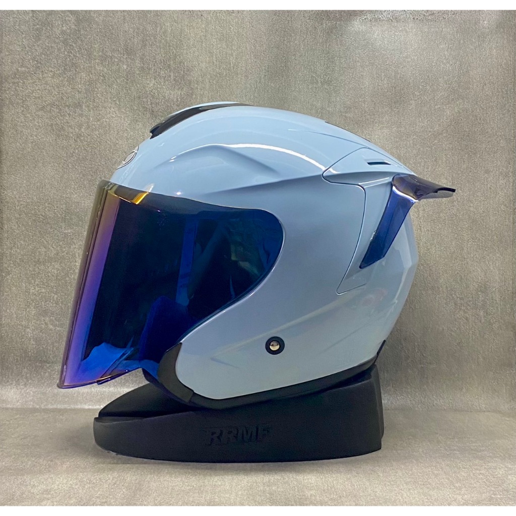 INK DYNAMIC Solid Steel Blue Paket Ganteng - Visor Iridium - Helm Half Face Single Visor