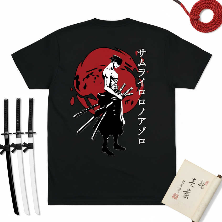 GILAN Kaos Anime One Piece Roronoa Zoro Samurai Wano Baju Distro Pria Cotton Combed 24s