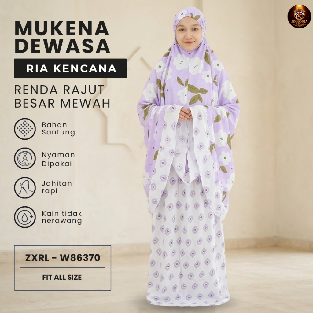 Mukena Batik Solo Dewasa Rayon Santung Adem Tebal Mukena Wanita Jumbo Mewah Ria Batik Solo
