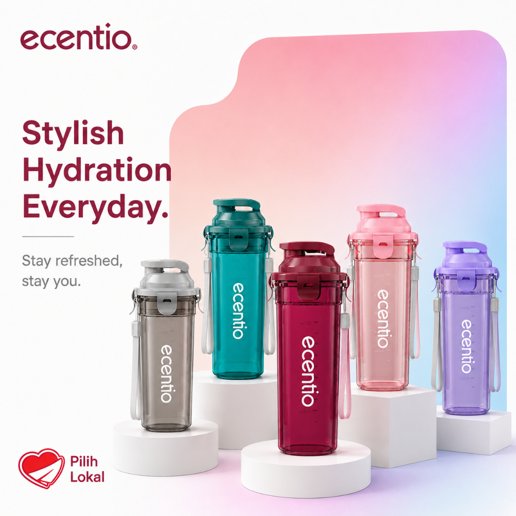 ecentio botol minum Portable 500ml aesthetic Olahraga bottle tail benning Anti Bocor botol plastik d