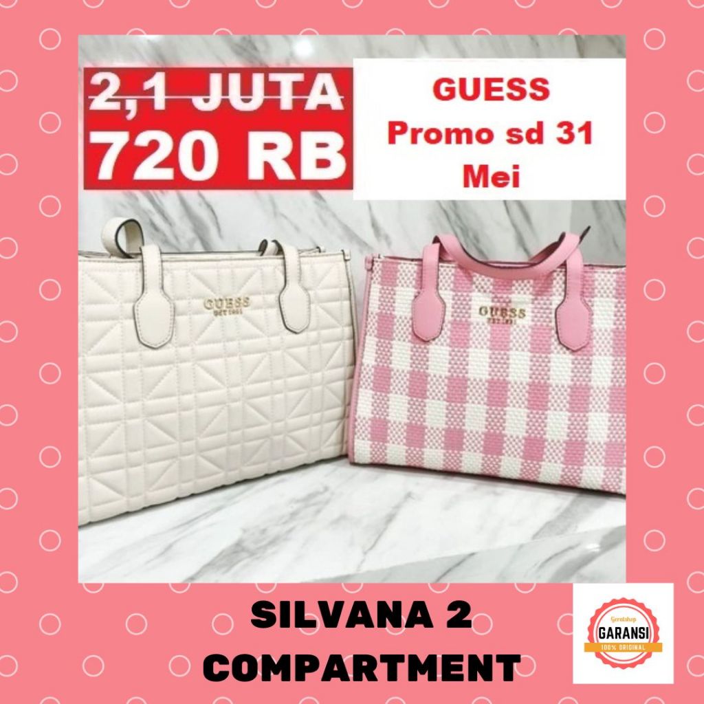 Tas tote bag wanita Guess seri SILVANA 2 COMPARTMENT original store 100%