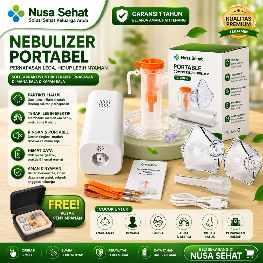 Paket Hemat Nebulizer Portable TZ-YSN101, nebulizer portable anak dewasa, alat nebulizer portable, n