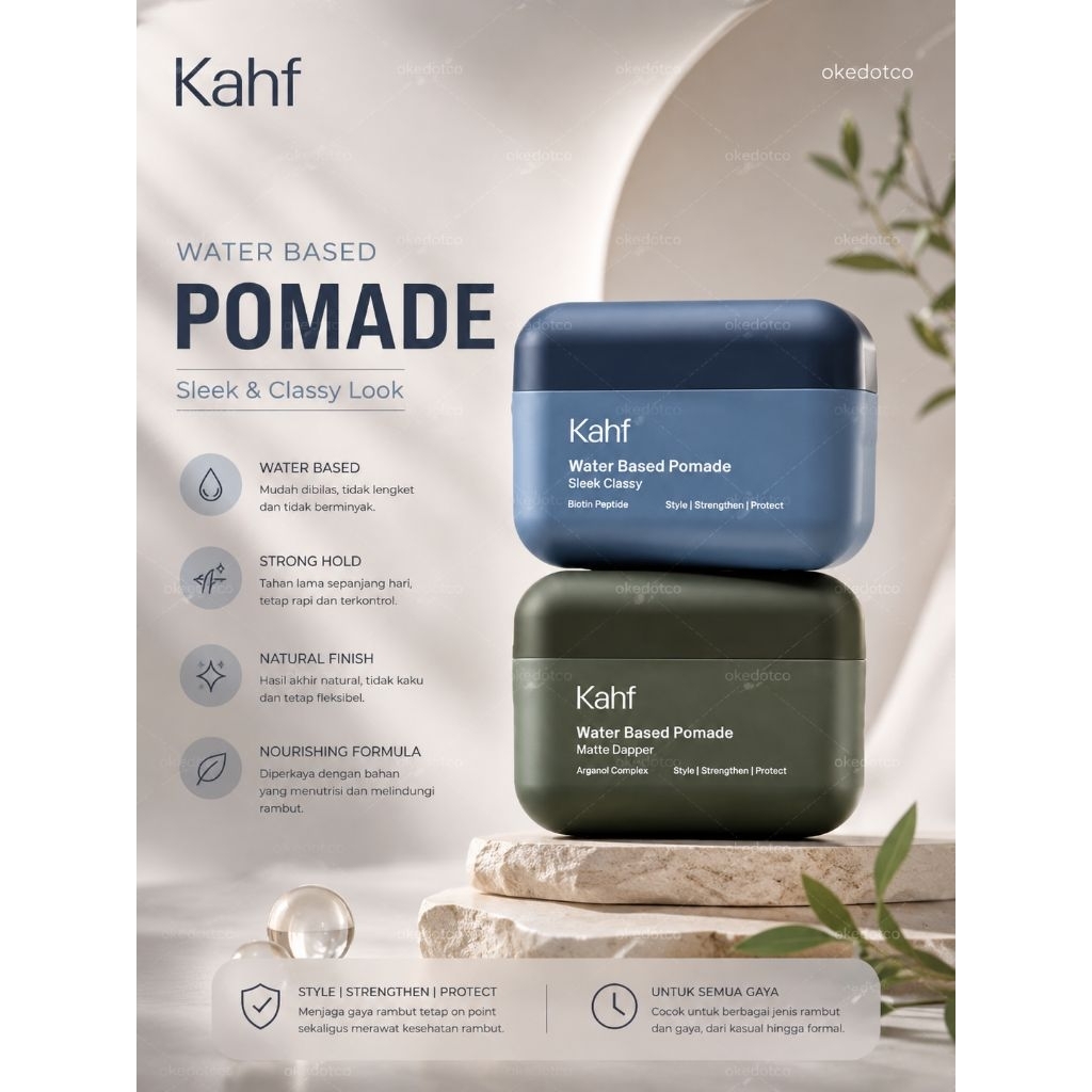 Kahf Water Based Pomade | Kahf Hair pomade Pria | Minyak Rambut Pria