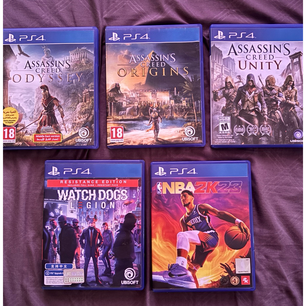 [preloved] bd Kaset PS 4 Playstation 4 second mulus Assassins WatchDogs NBA