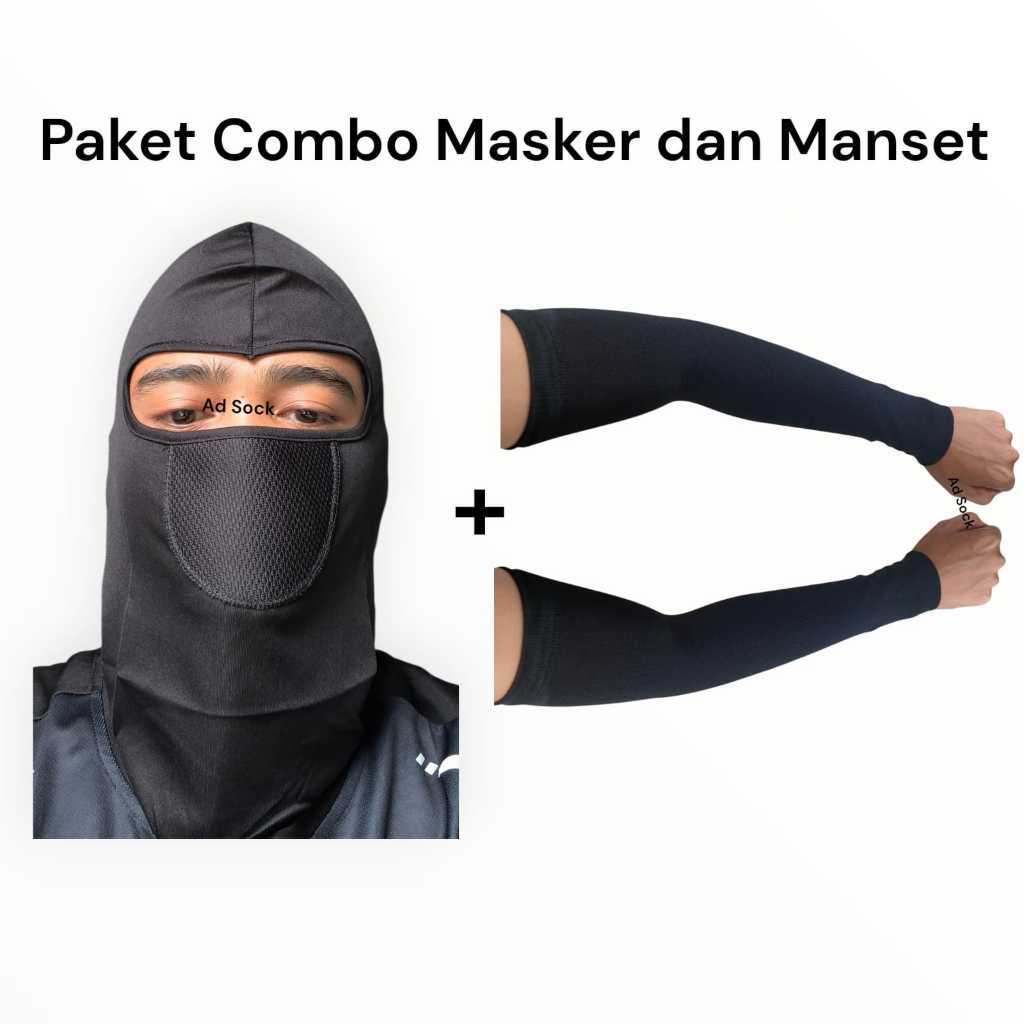 Combo Masker Ninja Full Face Dan Manset Tangan / Handsock Lengan Panjang