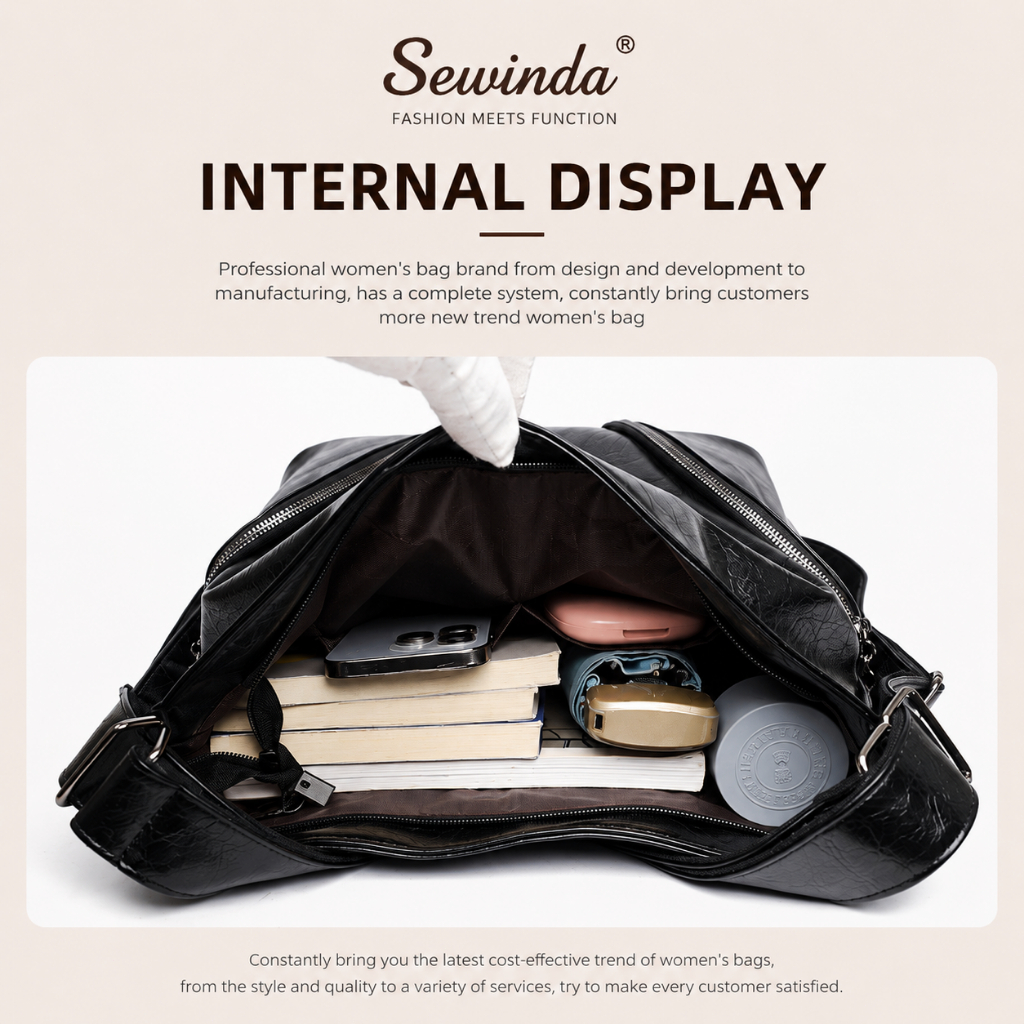 NEW Sewinda Tote bag Shoulder Bag kulit puTas selempang wanita travel bag vintage