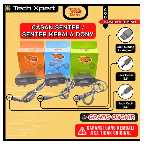 CAS / CHARGER SENTER KEPALA DONY DN-2000 ORIGINAL JACK KECIL / BESAR / ANGKA 8