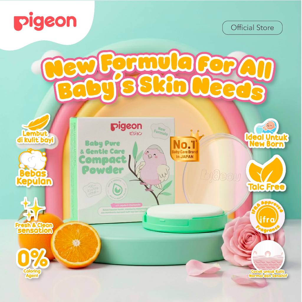 PIGEON Baby Powder Cake Chamomile 45Gr | Baby Powder Compact | Bedak Padat Bayi | Minim Kepul | Tanp