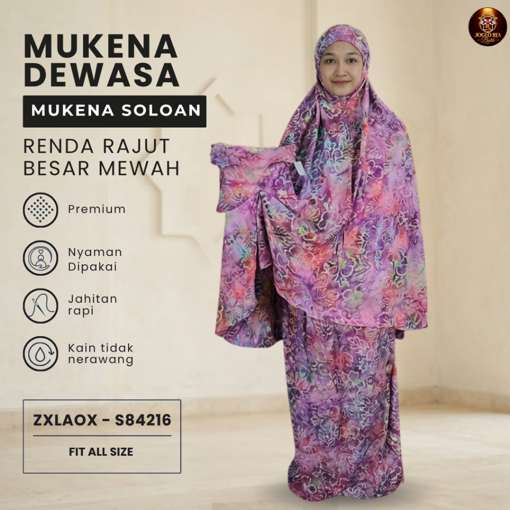 Mukena Batik Dewasa Premium Santung Adem Mukena Wanita Jumbo Mewah Eksklusif Ria Batik Solo