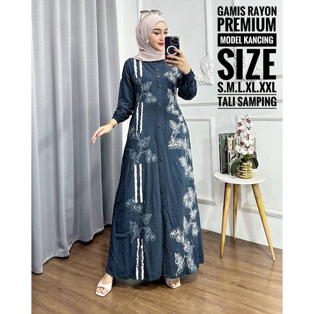 CUCI GUDANG Batik Usman - Gamis Twill Rayon Premium Model Kancing Terbaru Jumbo Syari Kekinian Batik