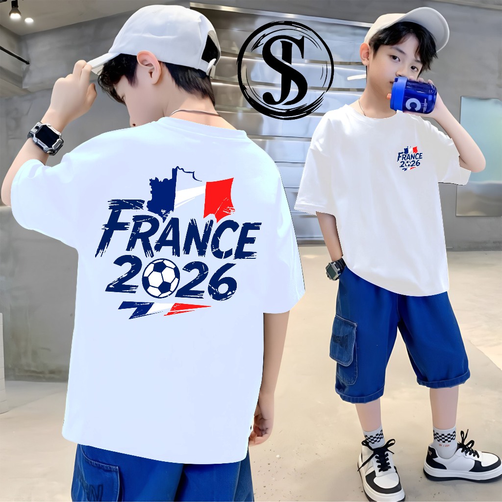 Kaos Bola Anak Edisi PIALA DUNIA 2026 TIMNAS PRANCIS Original 100% Katun Combad 30s