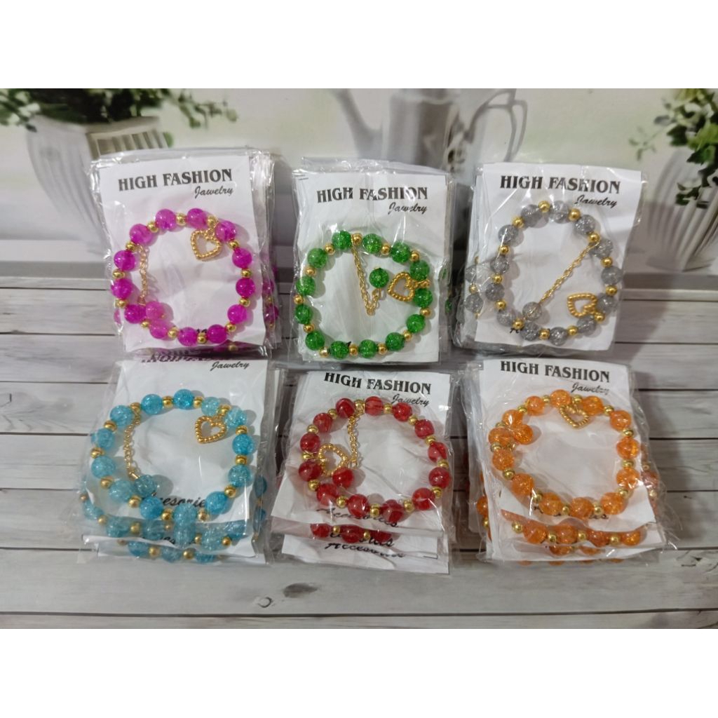 12PCS GELANG MOTE KRISTAL KOMBINASI BOLA" GOLD
