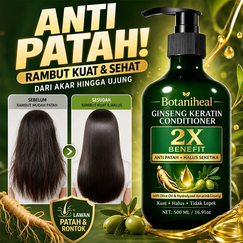 Hair Mask Rambut KeringDan Rusak Parah Ginseng + Zaitun 500ml Masker Rambut Hair Spa Untuk Rambut Ku