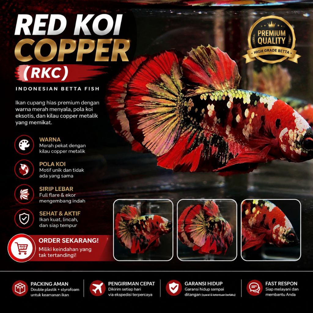 Hiasan Aquarium cupang Red Koi copper (RKC) Male Dewasa