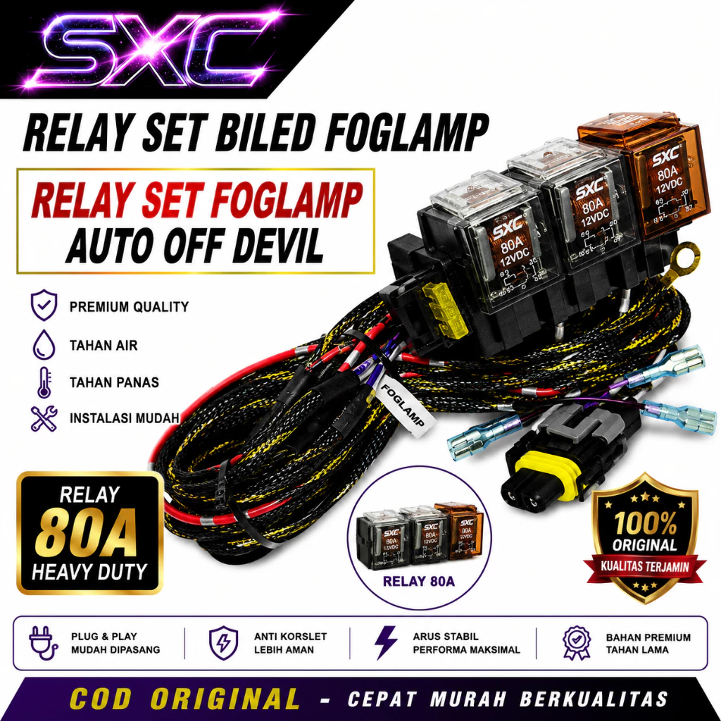ORIGINAL PREMIUM KABEL RELAY SET BILED FOGLAMP UNIVERSAL MOBIL AUTO OFF DEVIL EYE RELAY FOGLAMP