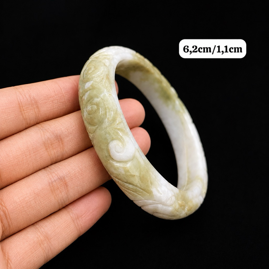 Gelang Batu Giok Ukir Bangle/ Gelang batu giok ukir/Gelang giok natural 100%