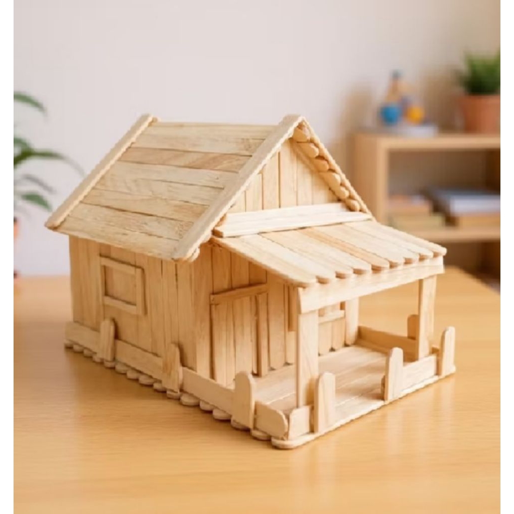 miniatur rumah rumahan dari stik_ miniatur hiasann