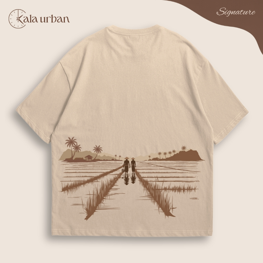 KALA URBAN Kaos Oversize Premium Unisex – T-Shirt Vintage Minimalis Pria/Wanita Lokal Brand - Pagi D