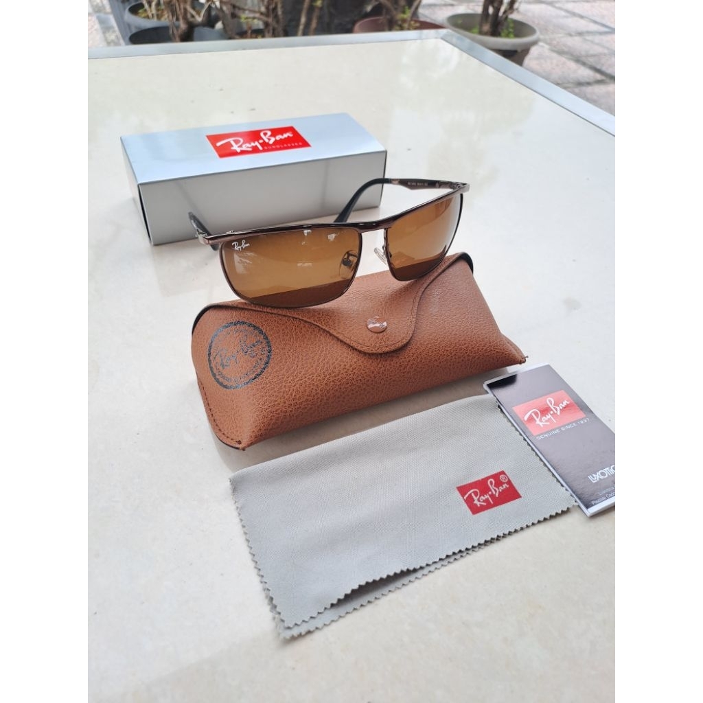 kacamata ray-ban RB 3462 size 68 full brown