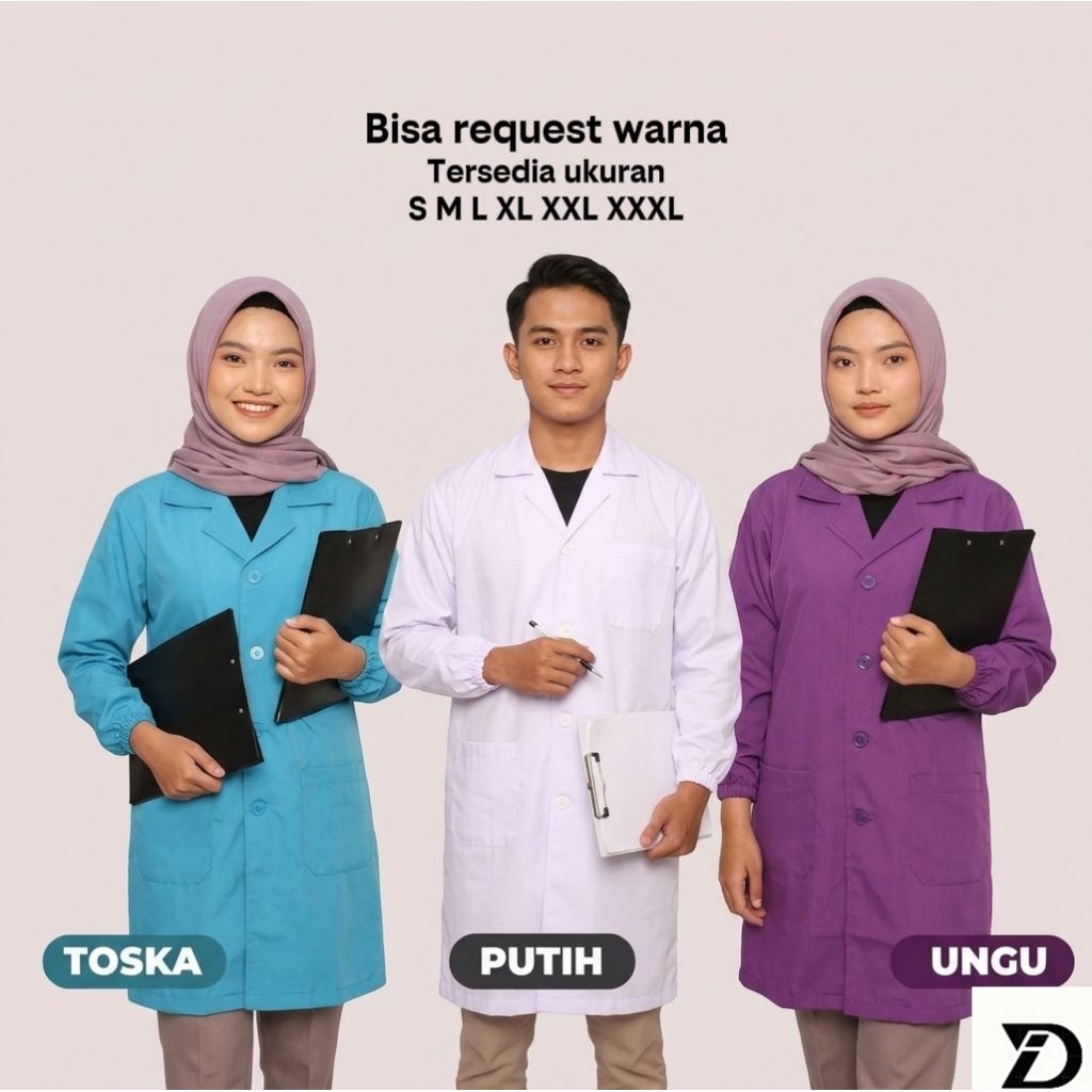 Jas laboratorium  lengan panjang Pria wanita /jubah dokter/jas praktikum/baju lab rumah sakit