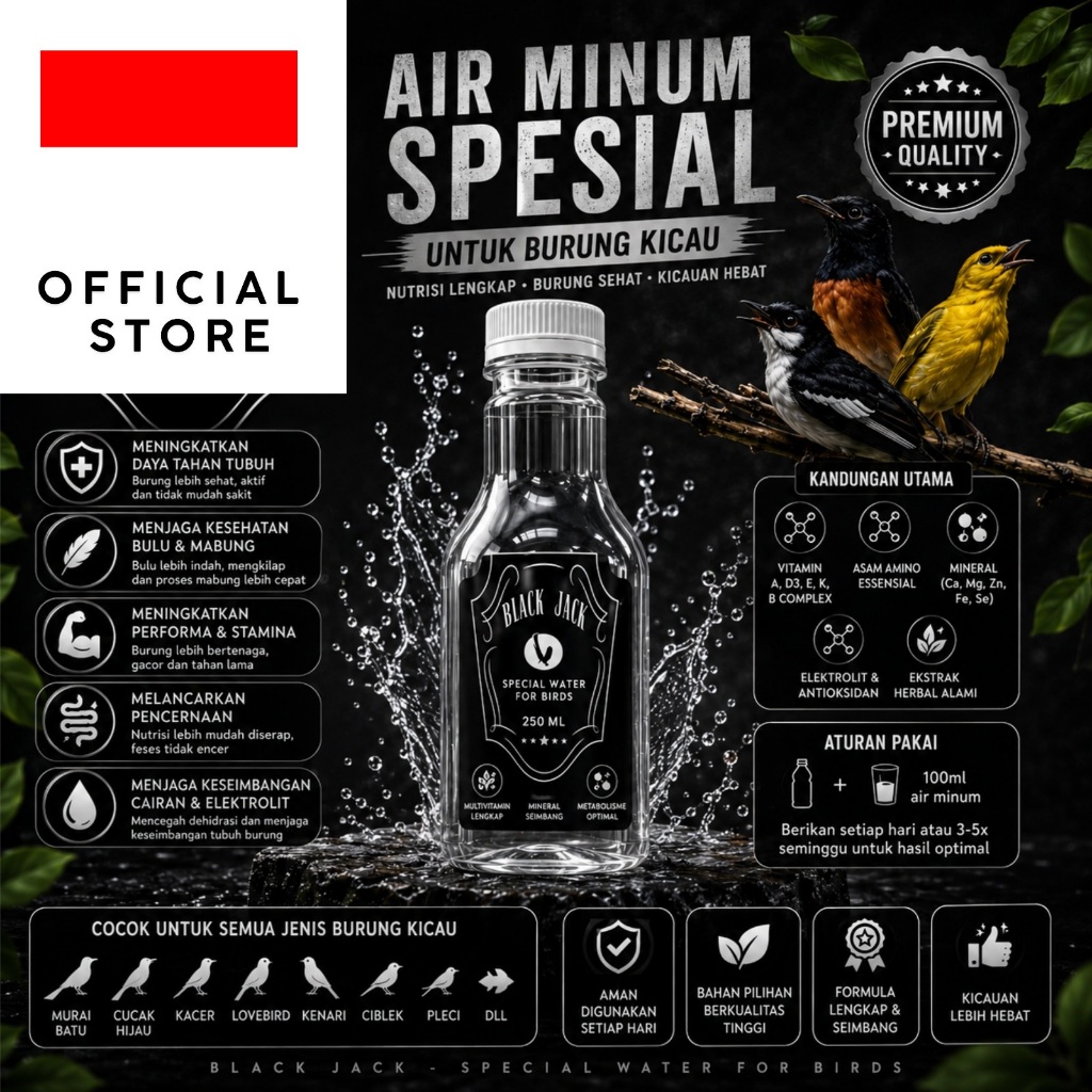 AIR SAKTI BURUNG Black Jack Larutan Air Minum Khusus Burung Kicau Penggacor Vitamin Obat Doping Mura