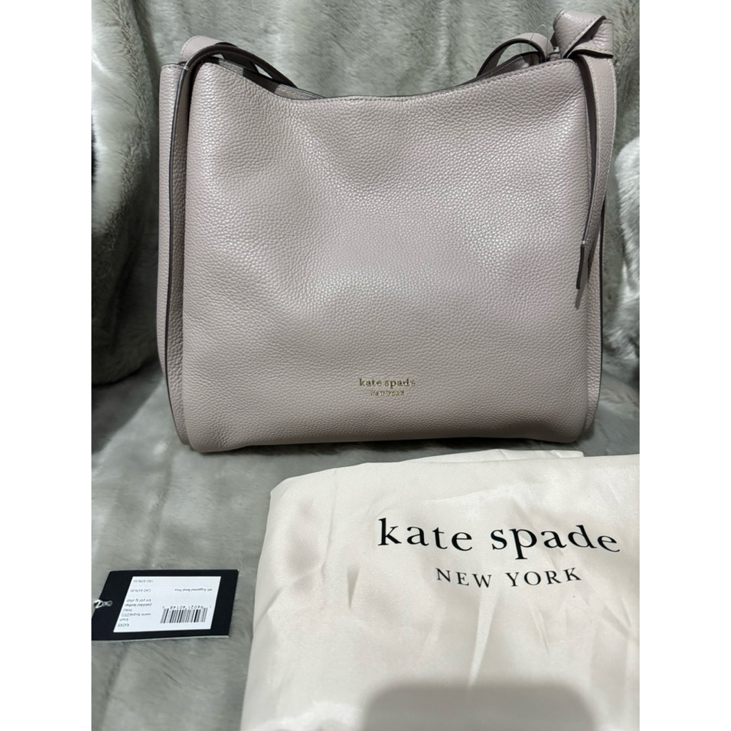 Kate Spade Knott Pebbled Leather Large Shoulder Bag Warm Taupe (EXCELLENT) Preloved Original Authent