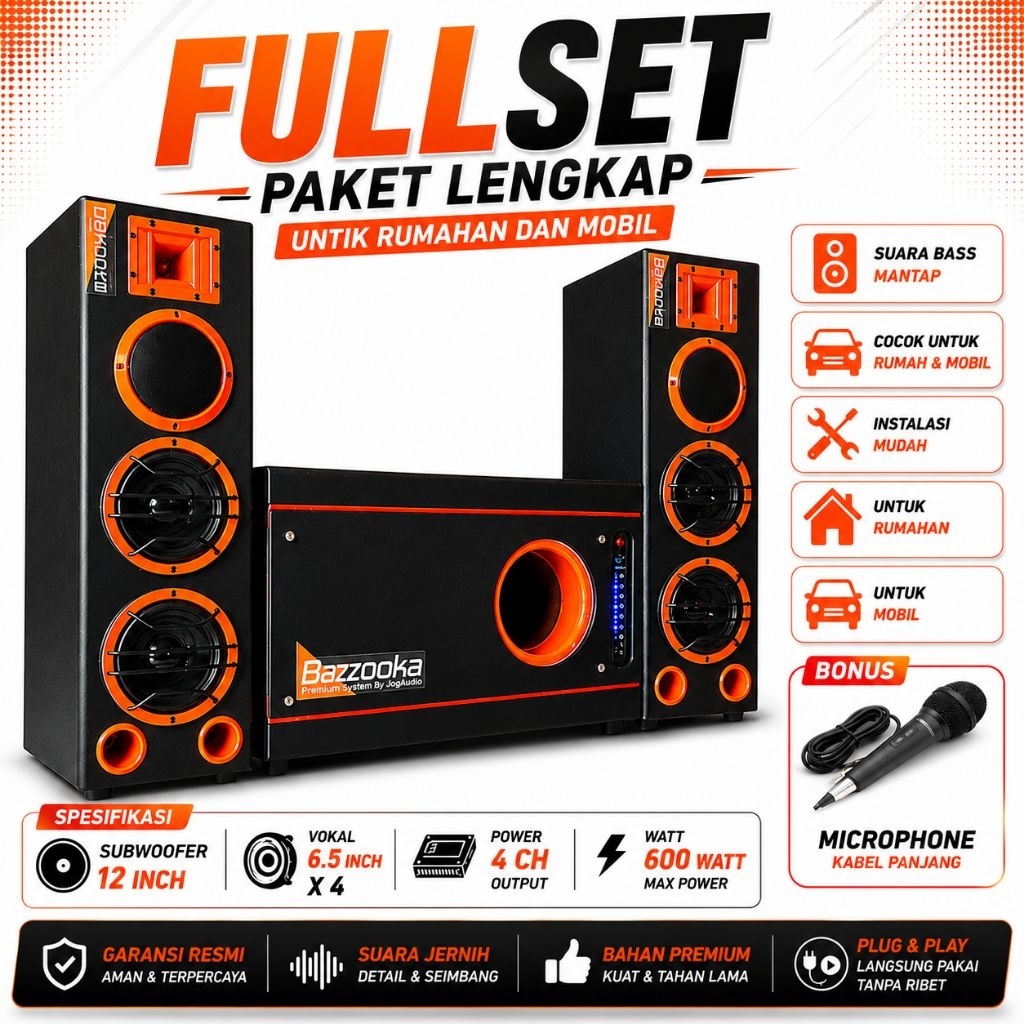Bazooka Speaker Aktiv Karaoke Bazooka Fullset Paket Lengkap Karaoke Bluetooth