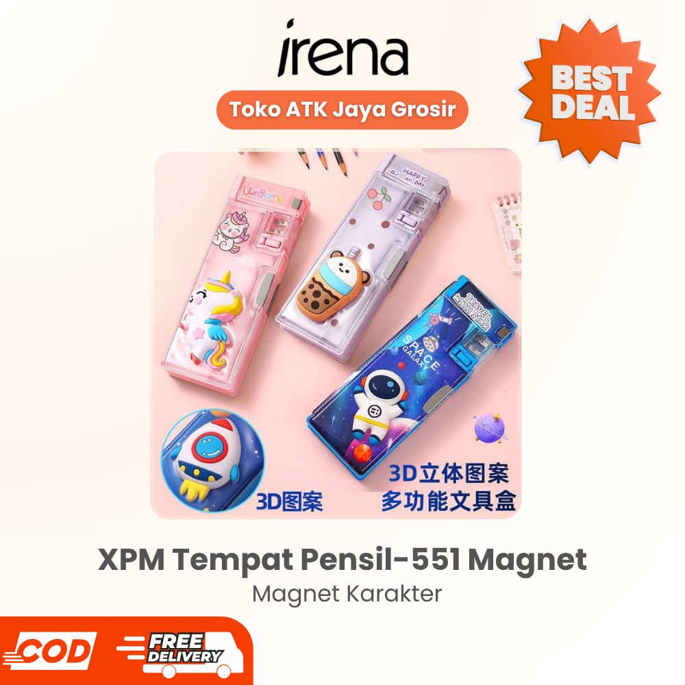 XPM Tempat Pensil XPM-551 Box Magnet Karakter Timbul / Case Pencil