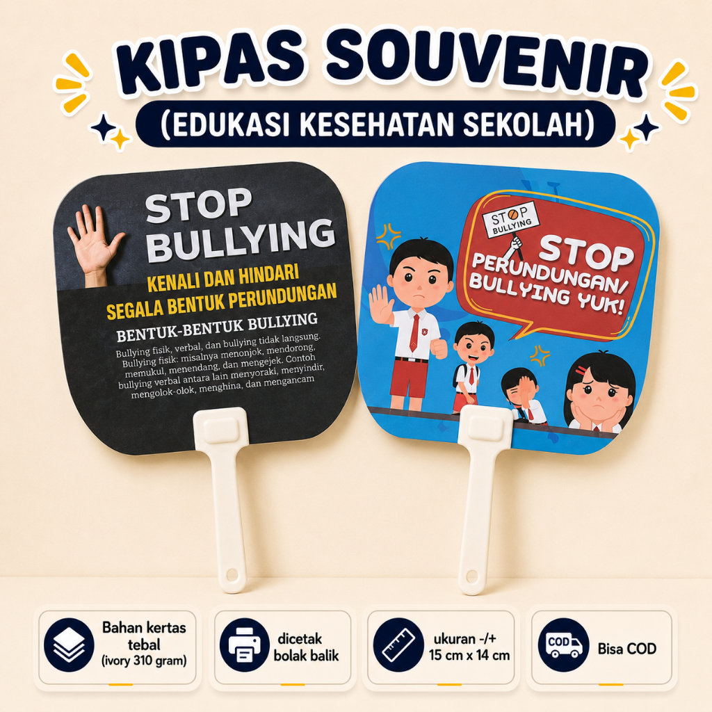 Kipas Souvenir Stop Bullying - Kipas Souvenir Stop Perundungan - Kipas Souvenir Sekolah