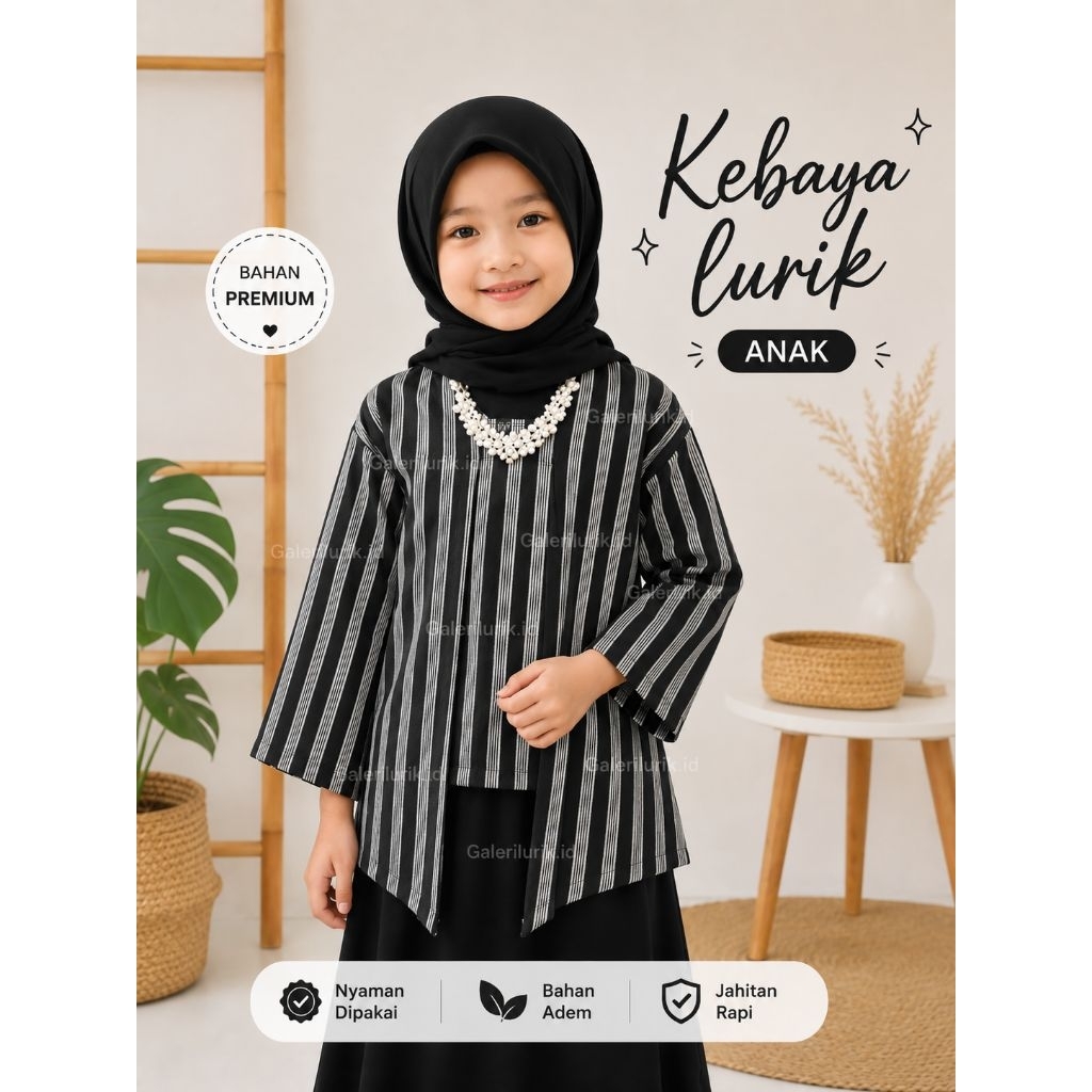 Baju Lurik Kebaya Anak Abu-abu // Ready Size S-XXXL // Kebaya lurik murah // Kebaya Lurik Adat Jawa 