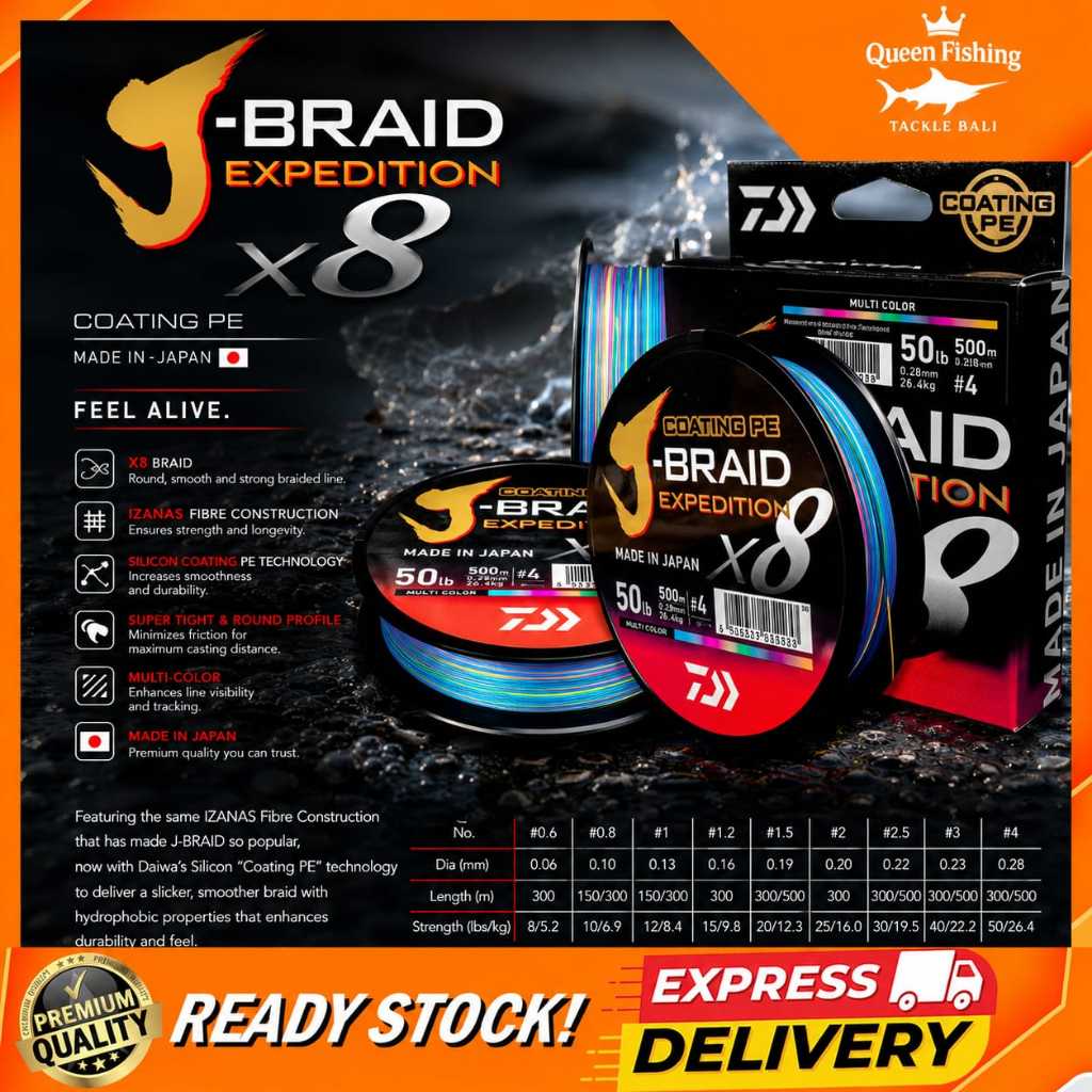 PE DAIWA J-BRAID EXPEDITION X8 50 LB/PE 4