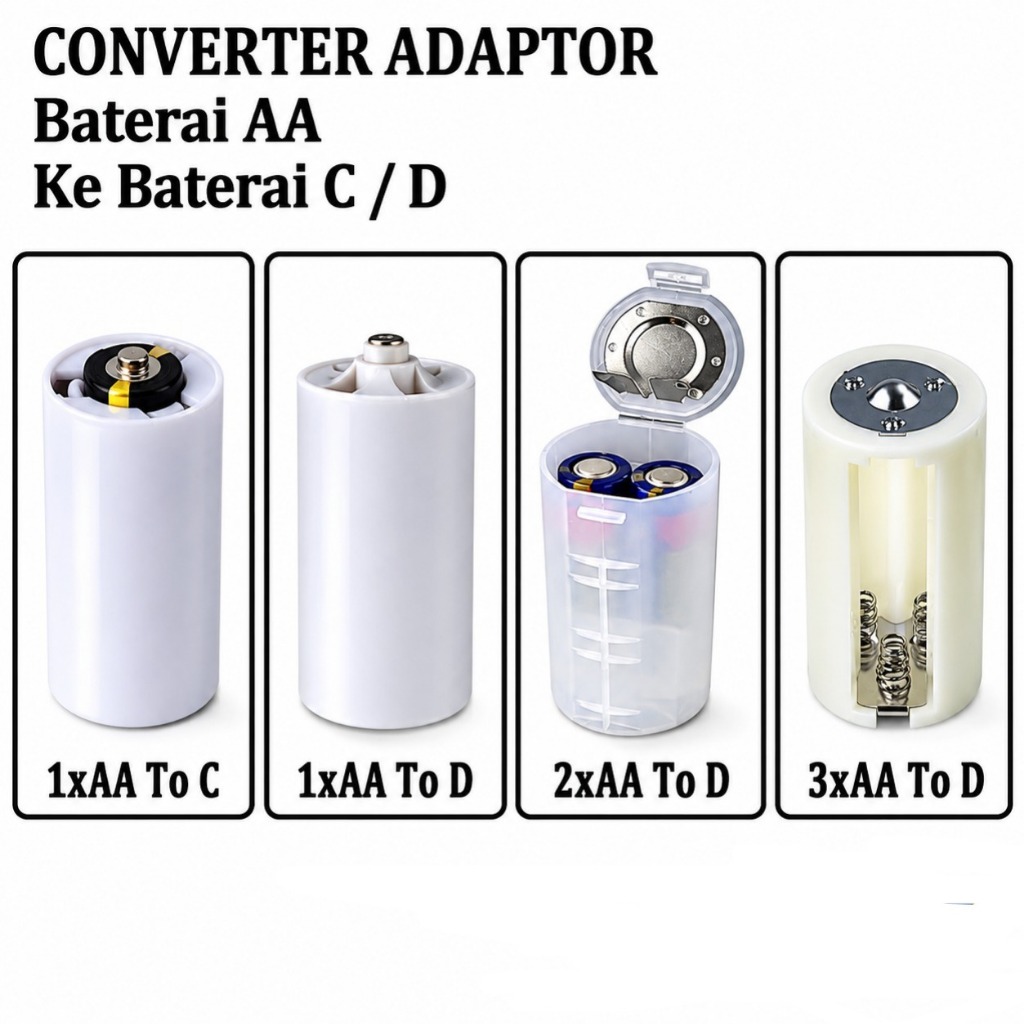 Converter Konverter Baterai 2 3 Pcs AA To D Batere Kecil A2 Ke Besar