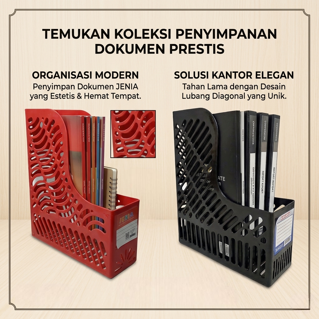 Jenia Box File Plastik Tempat Dokumen Majalah / Rak Organizer Meja Kantor