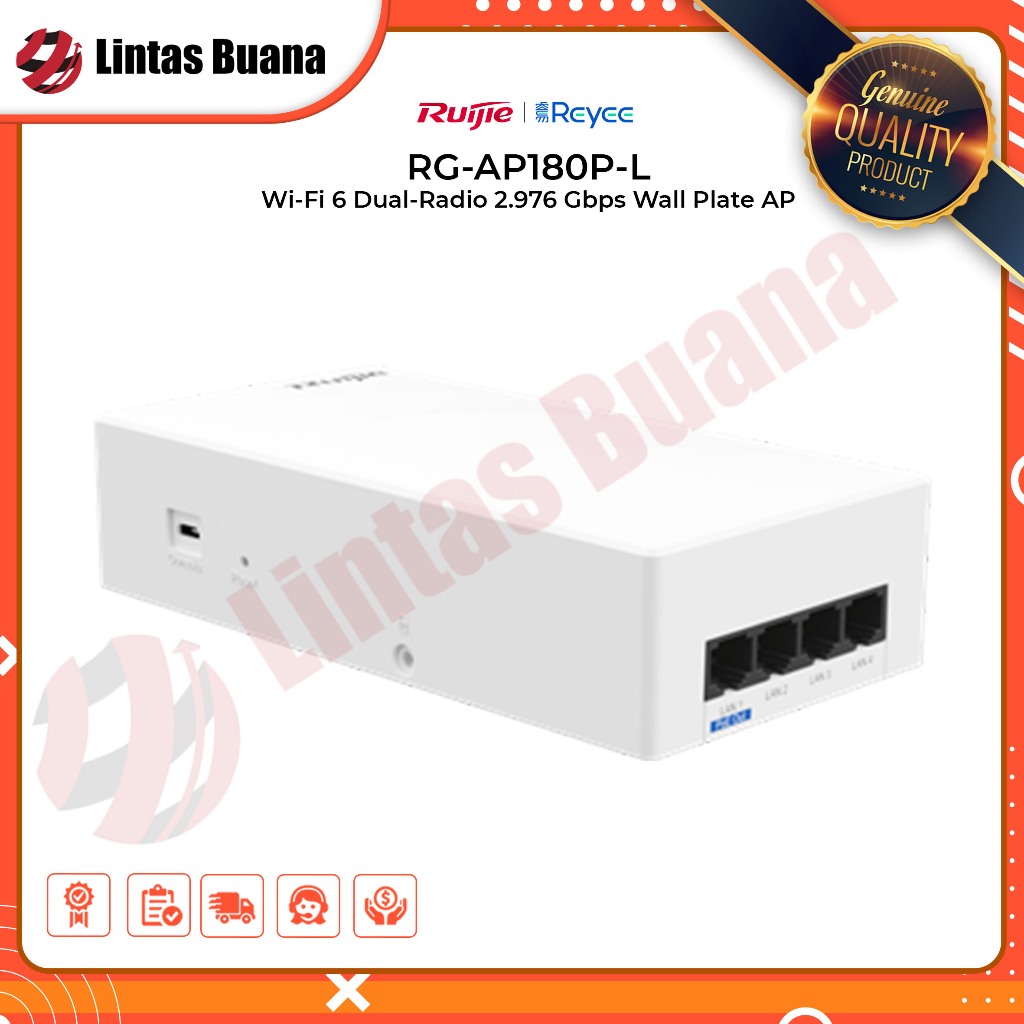 Acces Point Wall RG-AP180P-L : Wi-Fi 6 Dual-Radio 2.976 Gbps Wall Plate AP