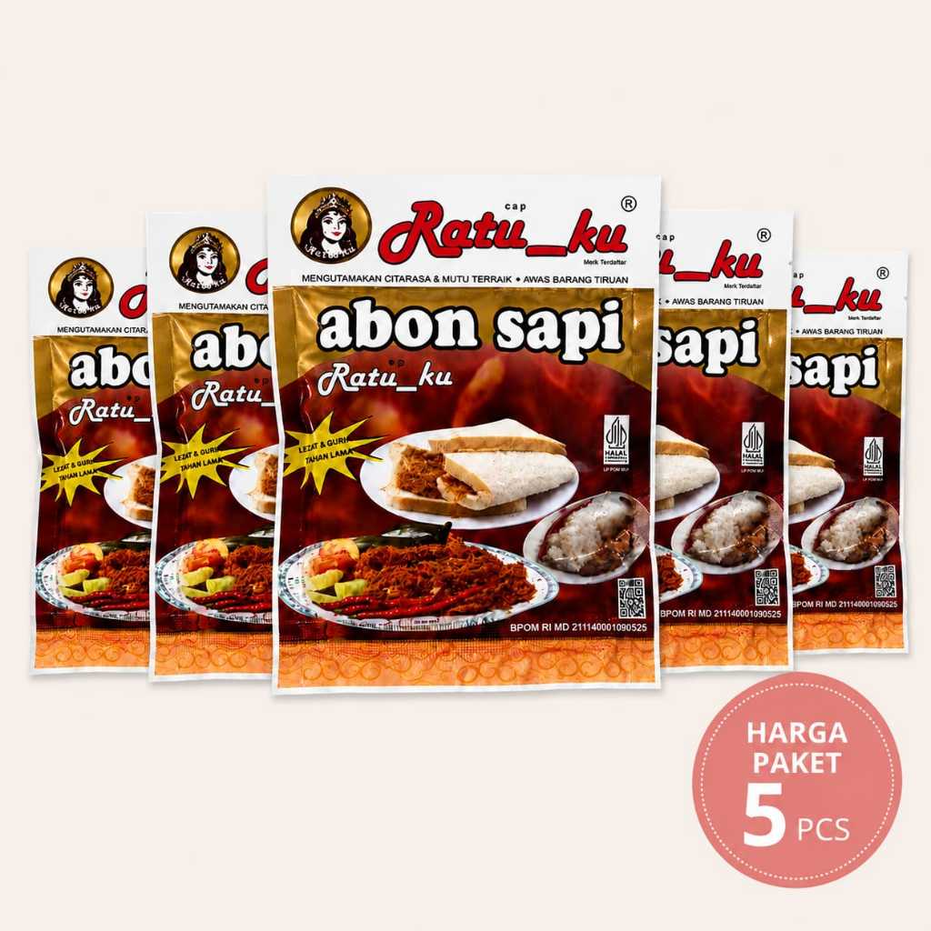 Abon Sapi RatuKu Ratu_Ku - 100 gram - Rasa Original - Halal - Harga Paket Isi 5 pcs