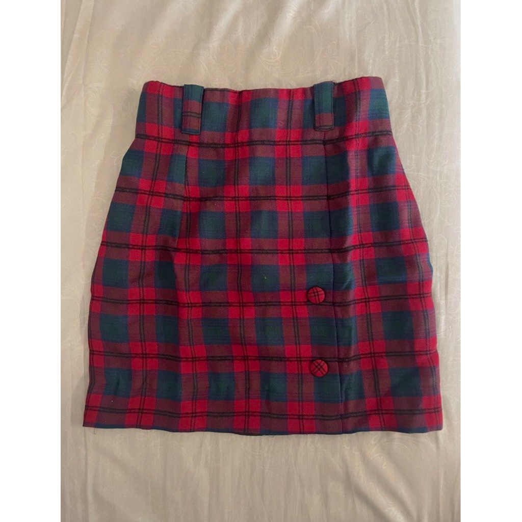 (Preloved) Vintage Wool Plaid Skirt