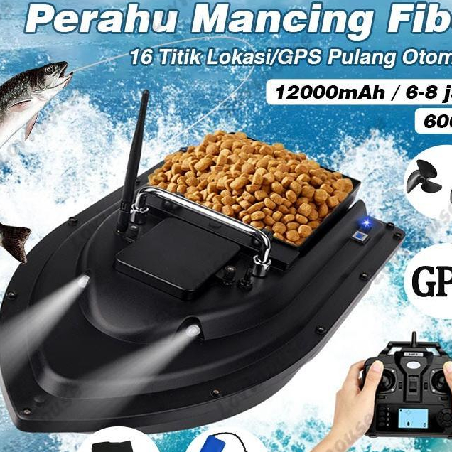 (Lestary Store) Perahu Mancing Fiber Alat Pancing Remote Control 6-8H 600M GPS Auto Kembali Double L