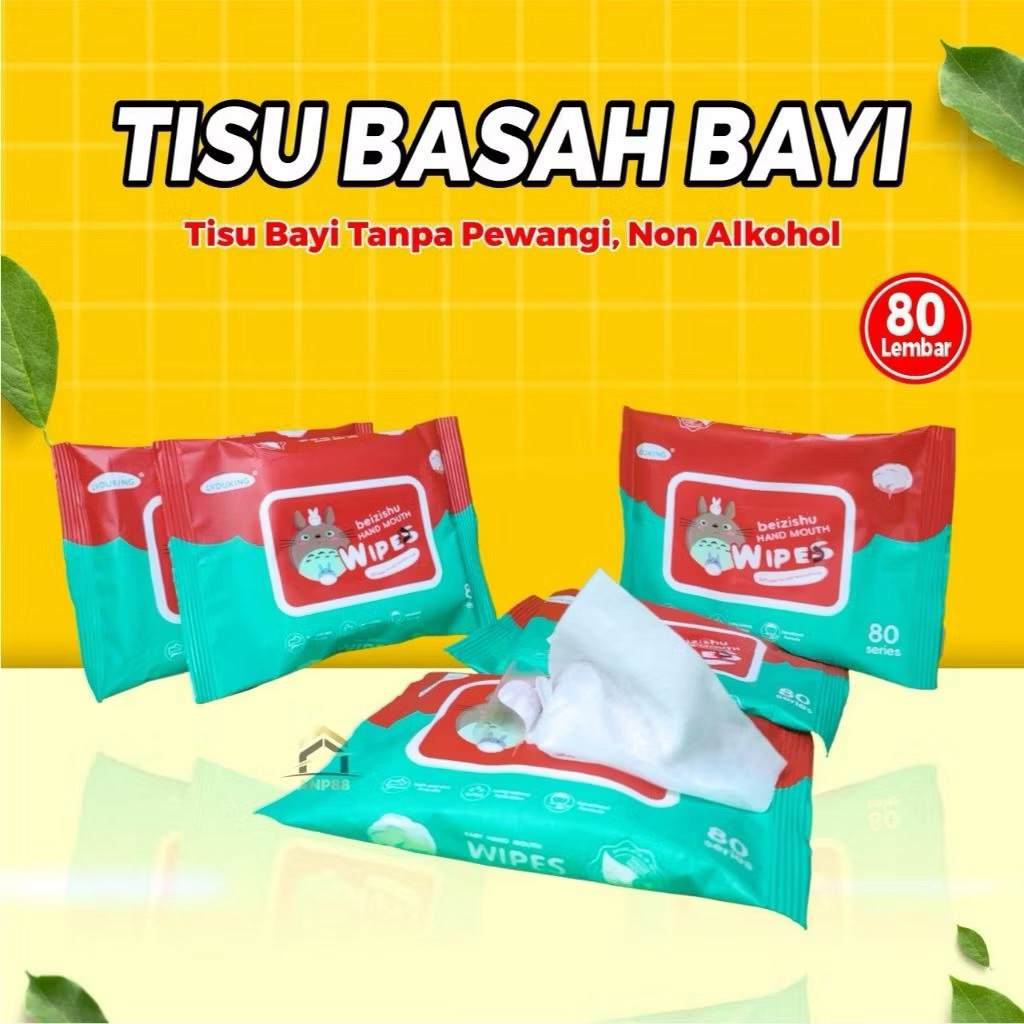 Tisu Basah Bayi 80s - Non Alkohol, Bebas Pewangi, Lembut untuk Bayi